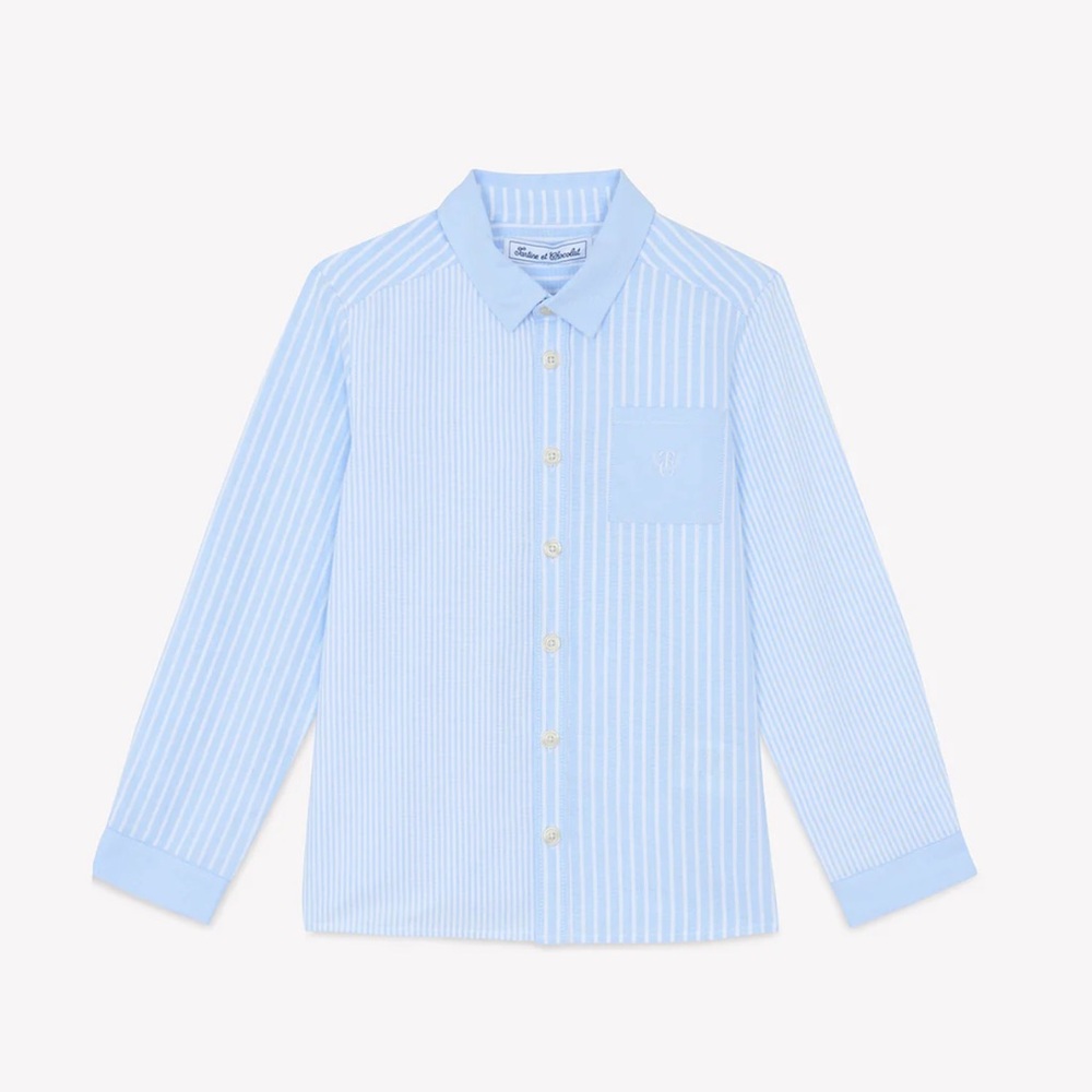 NEW Tartine et Chocolat Blue Greywas at Stripes Button down boys shirt 10yr